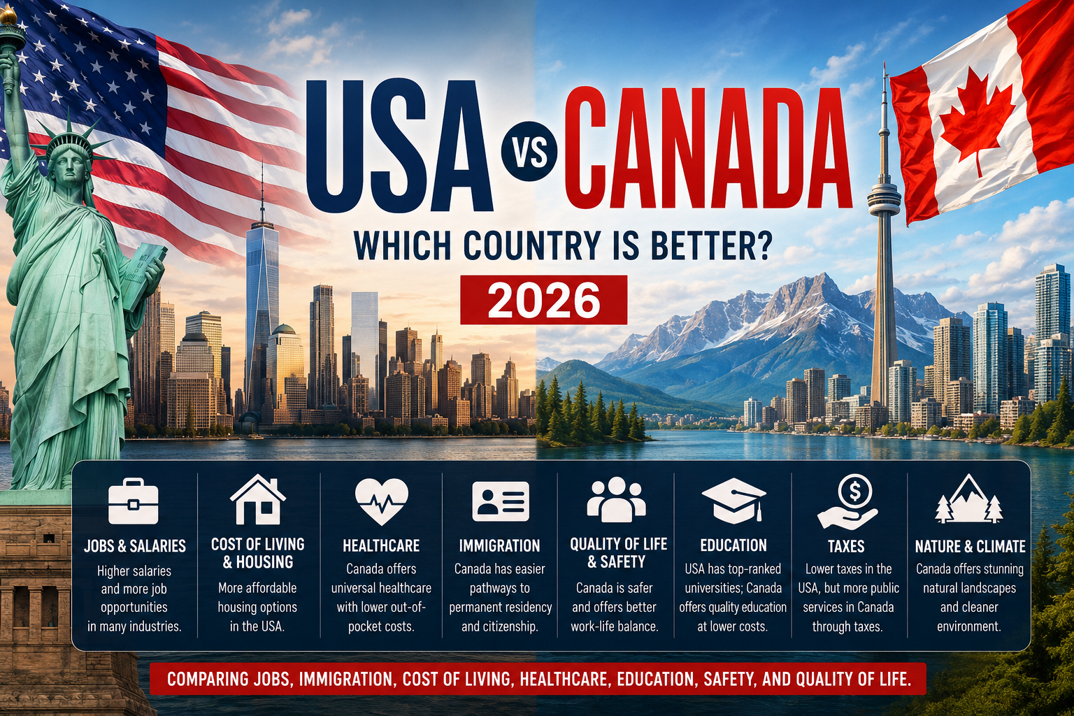 USA vs Canada: Which Country Is Better to Live, Work, Study, and Immigrate to in 2026?