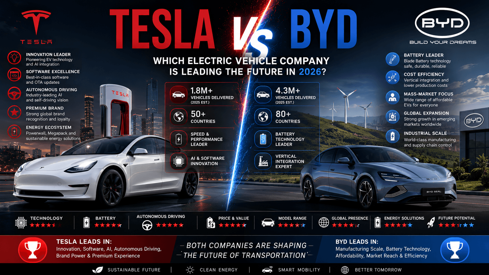 Tesla vs BYD: Which Electric Vehicle Company Is Leading the Future in 2026?