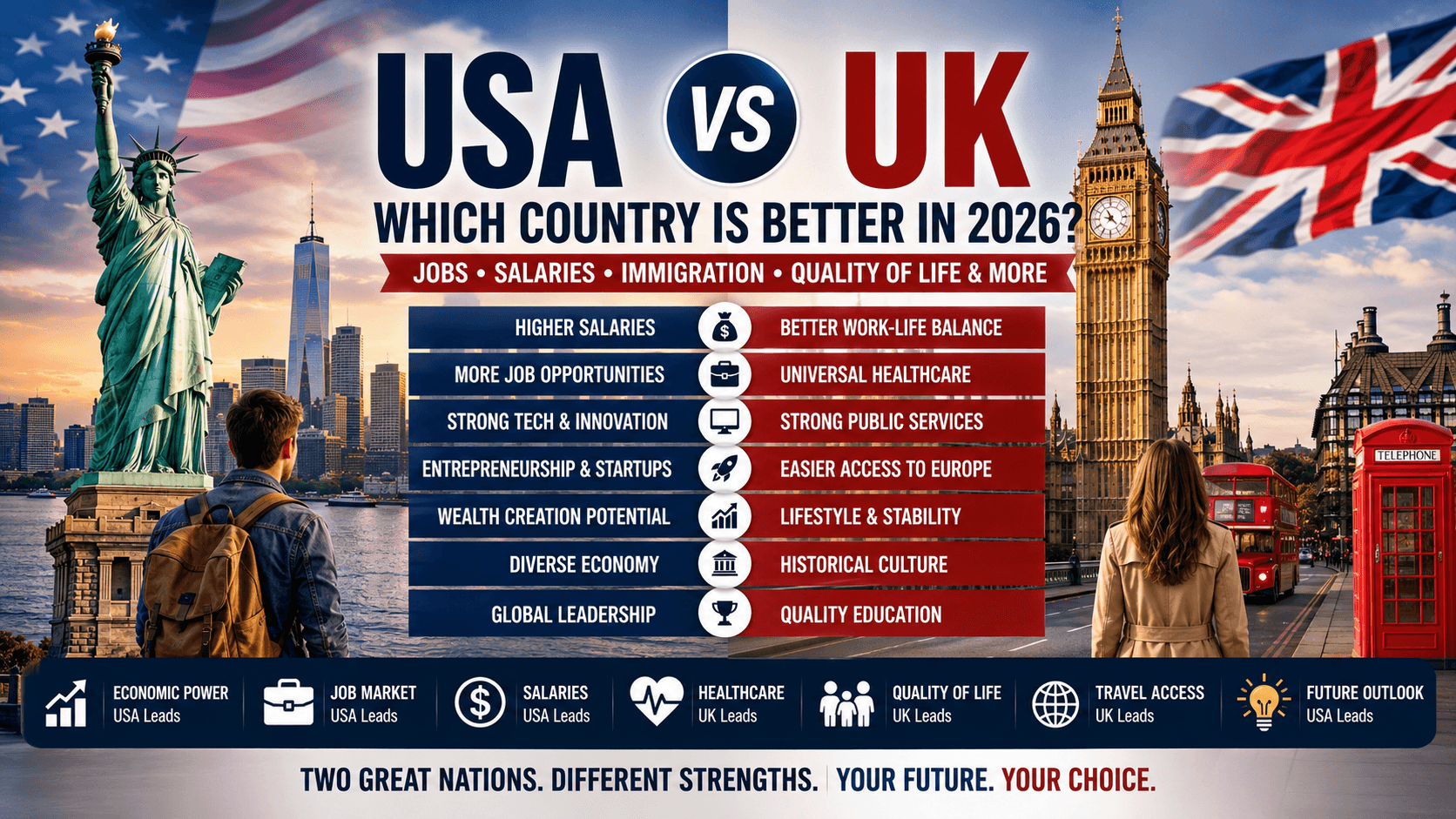 USA vs UK: Which Country Is Better for Jobs, Salaries, Immigration, and Quality of Life in 2026?