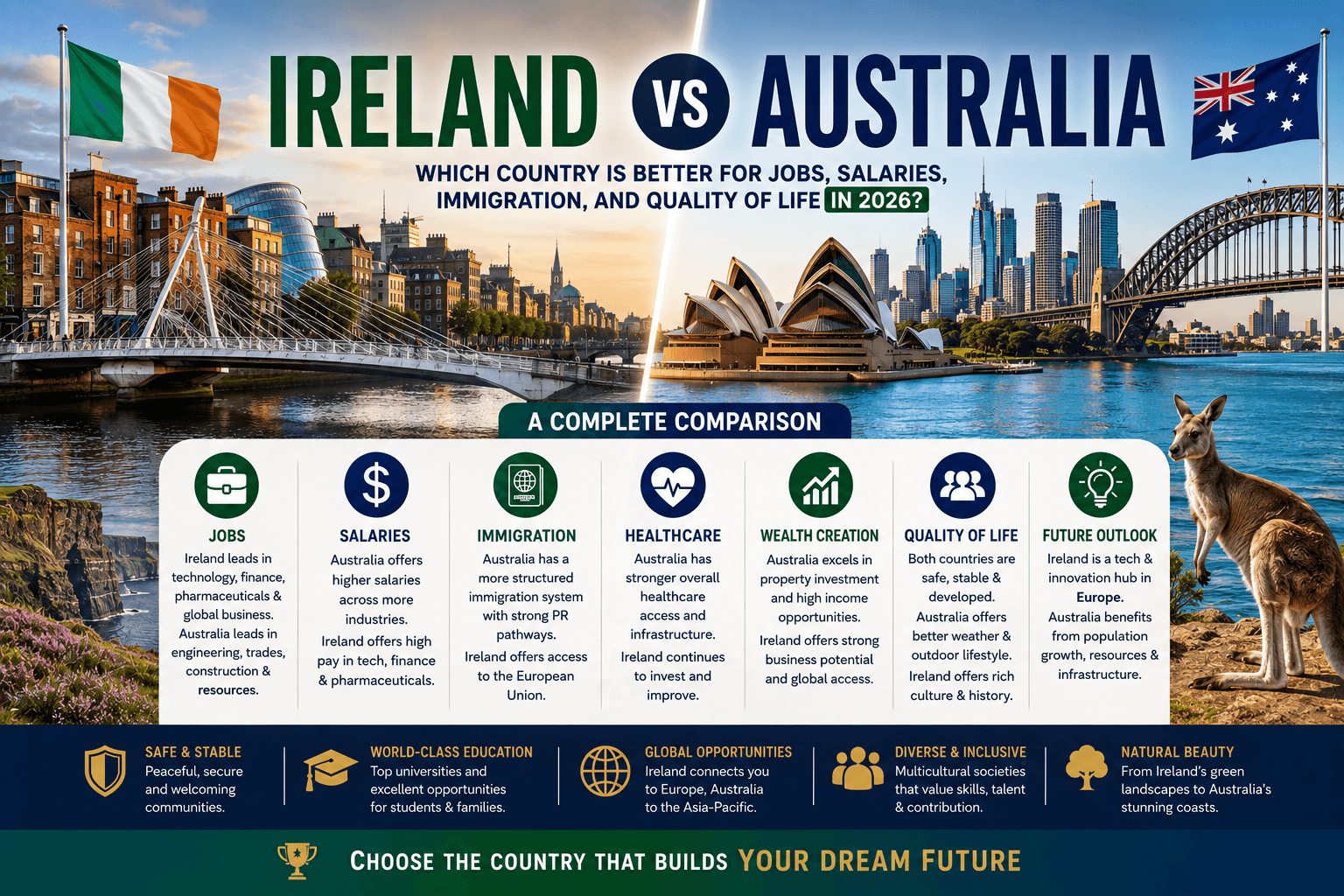 Ireland vs Australia: Which Country Is Better for Jobs, Salaries, Immigration, and Quality of Life in 2026?