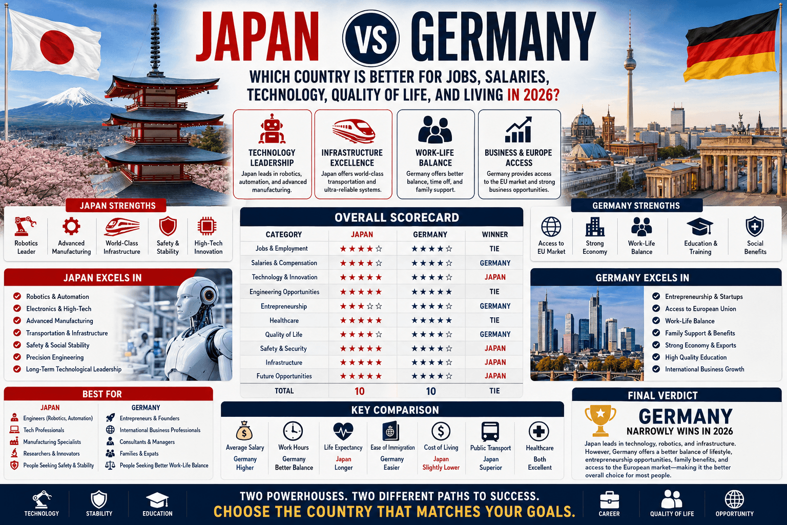 Japan vs Germany: Which Country Is Better for Jobs, Salaries, Technology, Quality of Life, and Living in 2026?