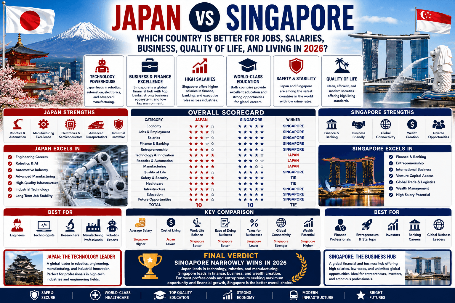 Japan vs Singapore: Which Country Is Better for Jobs, Salaries, Business, Quality of Life, and Living in 2026?