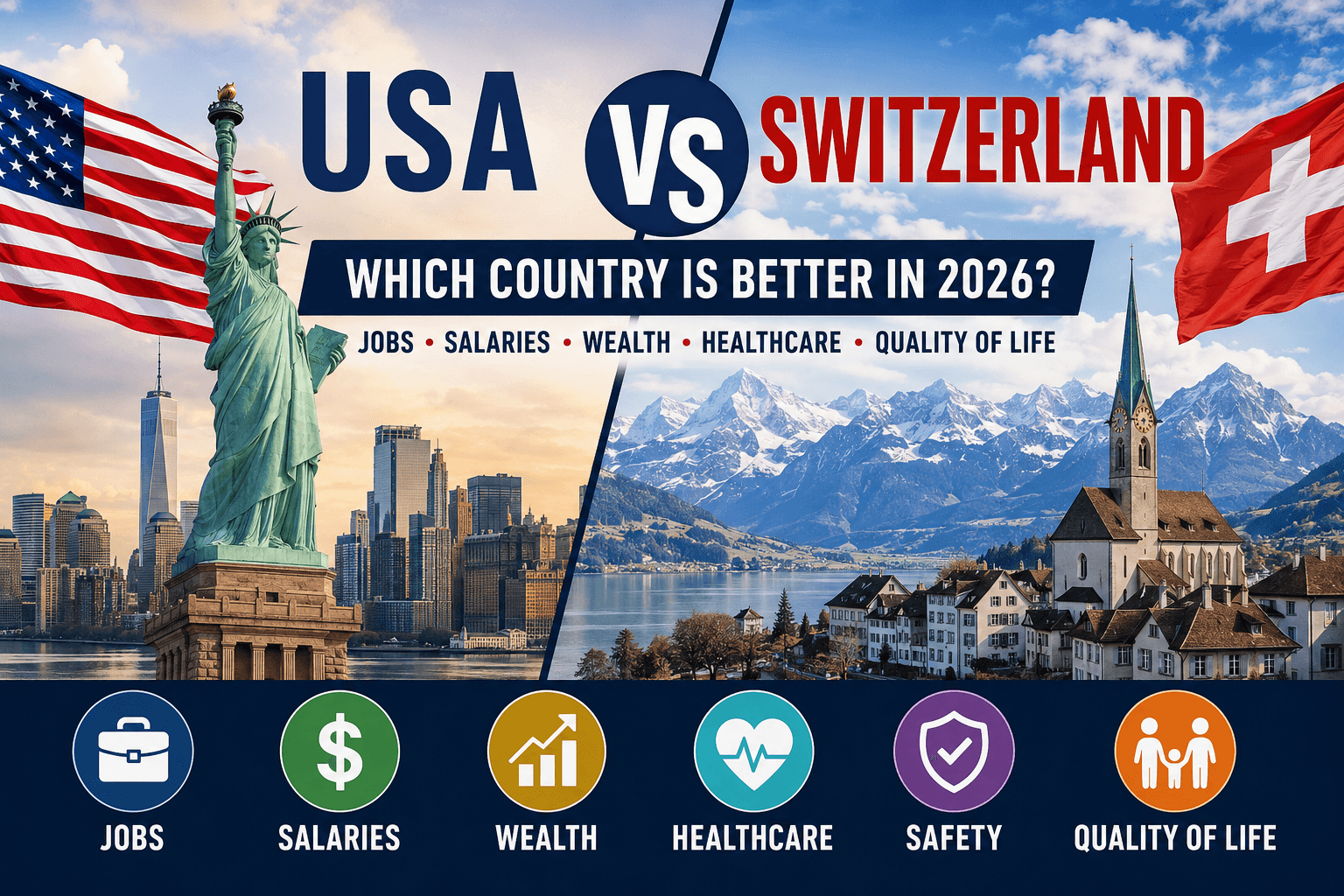 USA vs Switzerland: Which Country Is Better for Jobs, Salaries, Wealth, Healthcare, and Quality of Life in 2026?