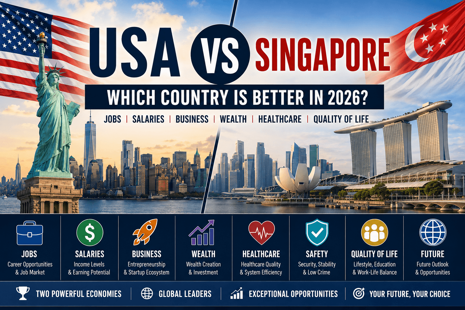USA vs Singapore: Which Country Is Better for Jobs, Salaries, Business, Wealth, and Quality of Life in 2026?