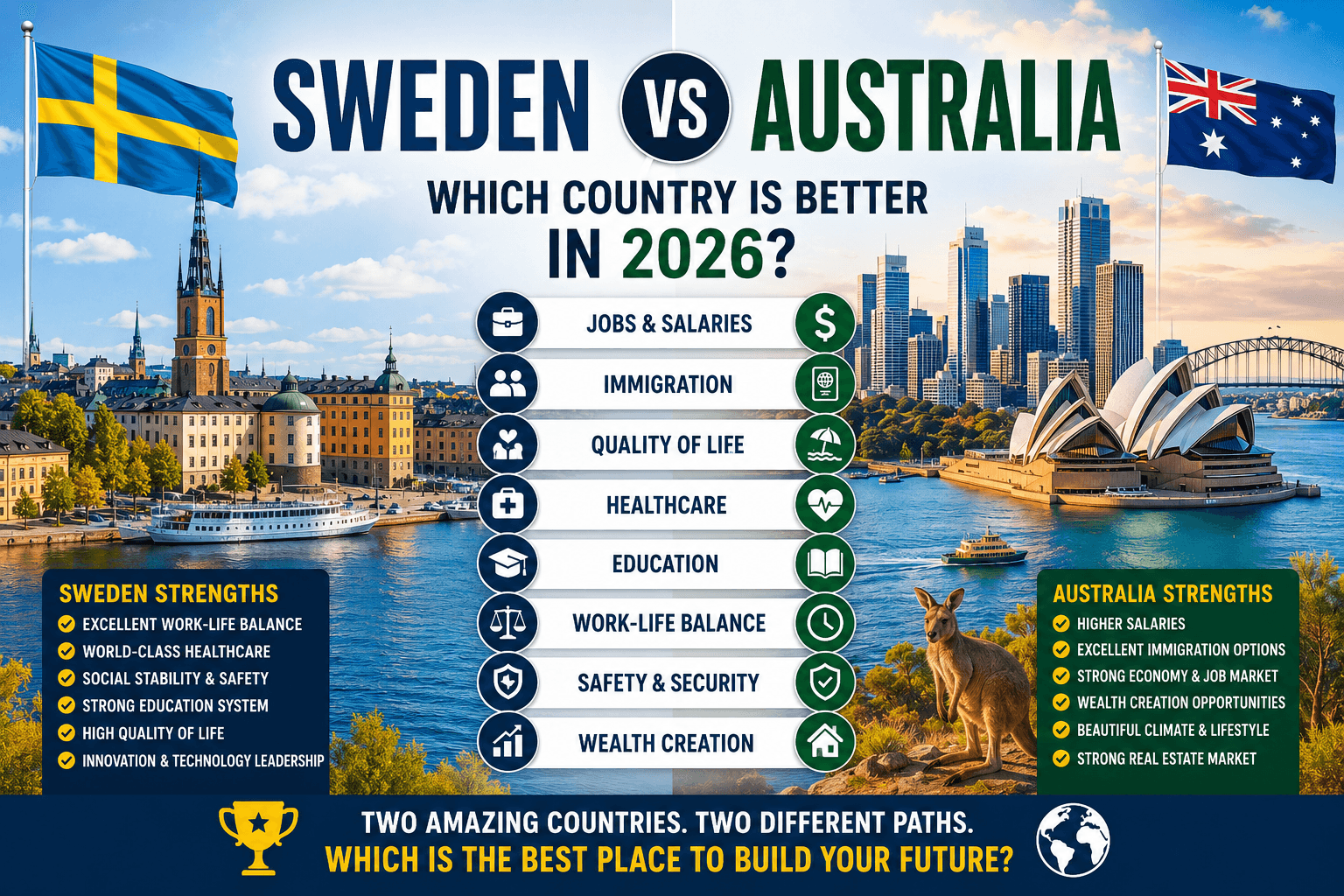 Sweden vs Australia: Which Country Is Better for Jobs, Salaries, Immigration, and Quality of Life in 2026?