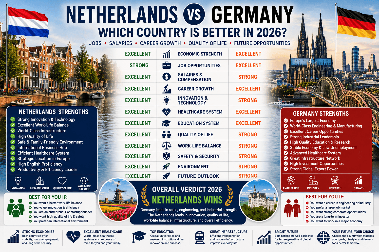 Netherlands vs Germany: Which Country Is Better for Jobs, Salaries, Quality of Life, and Career Growth in 2026?