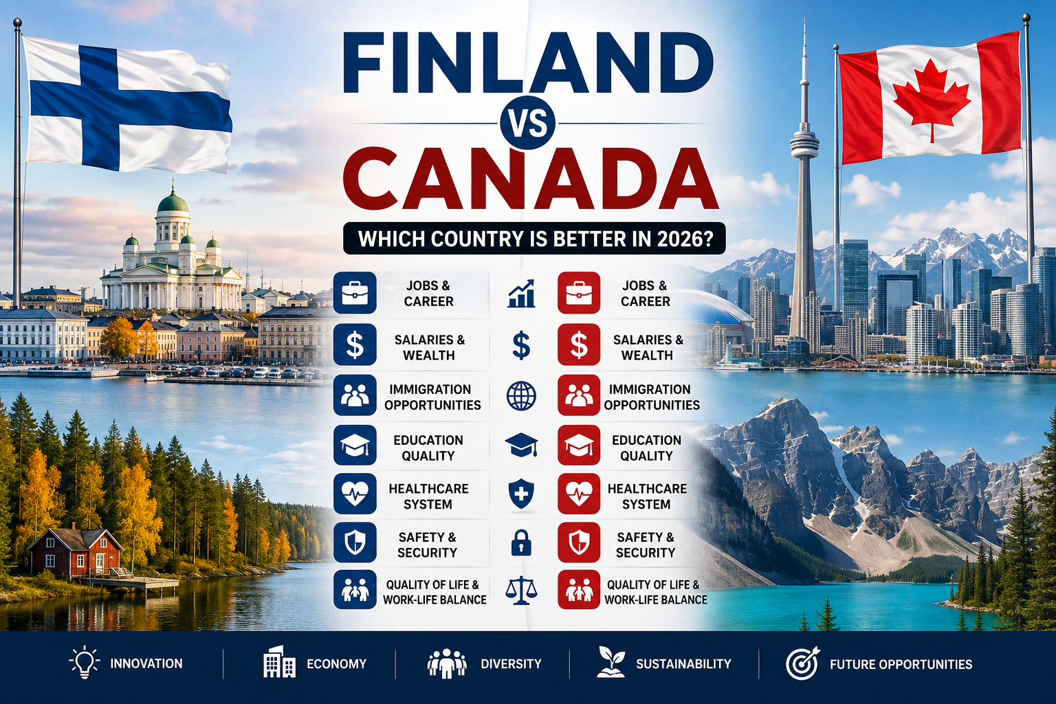 Finland vs Canada: Which Country Is Better for Jobs, Salaries, Quality of Life, Immigration, and Living in 2026?
