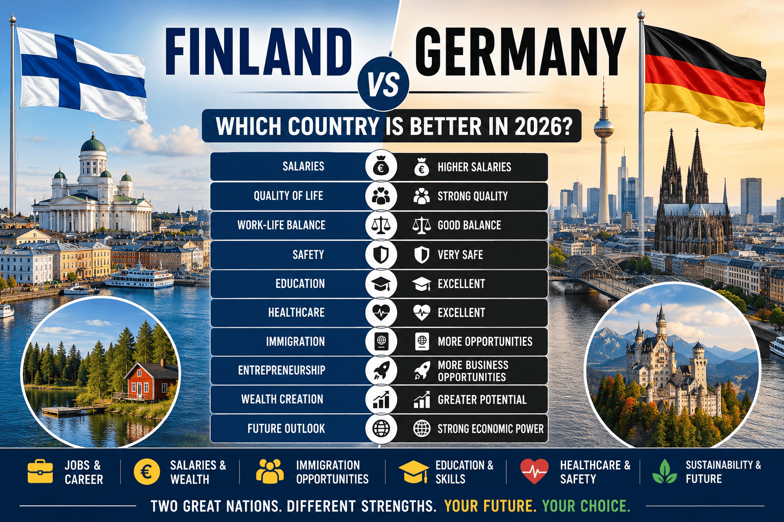 Finland vs Germany: Which Country Is Better for Jobs, Salaries, Quality of Life, Immigration, and Living in 2026?