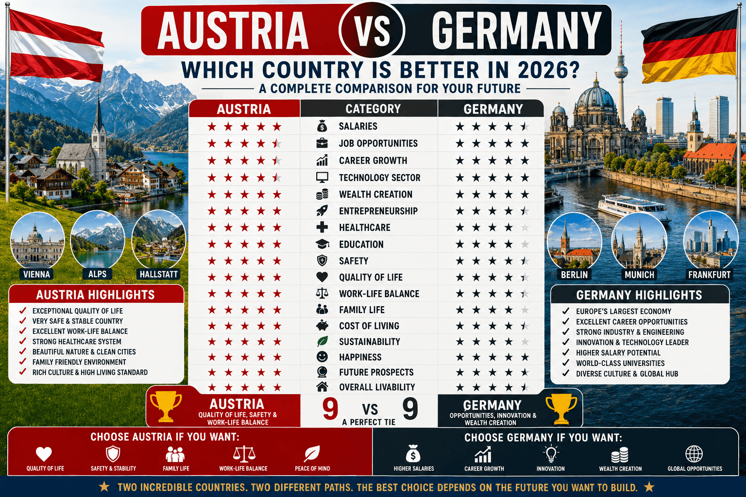 Austria vs Germany: Which Country Is Better for Jobs, Salaries, Immigration, and Quality of Life in 2026?