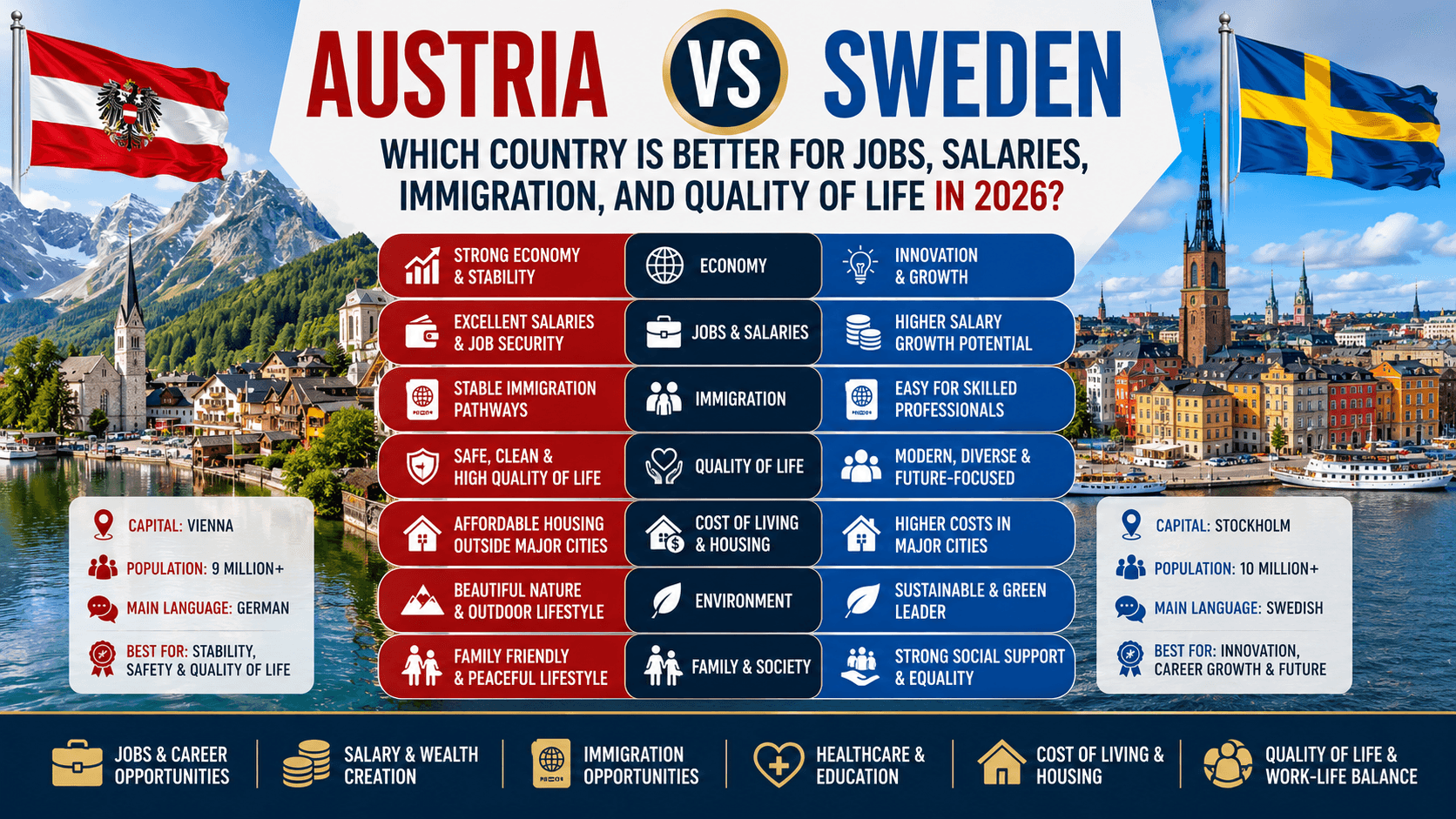 Austria vs Sweden: Which Country Is Better for Jobs, Salaries, Immigration, and Quality of Life in 2026?