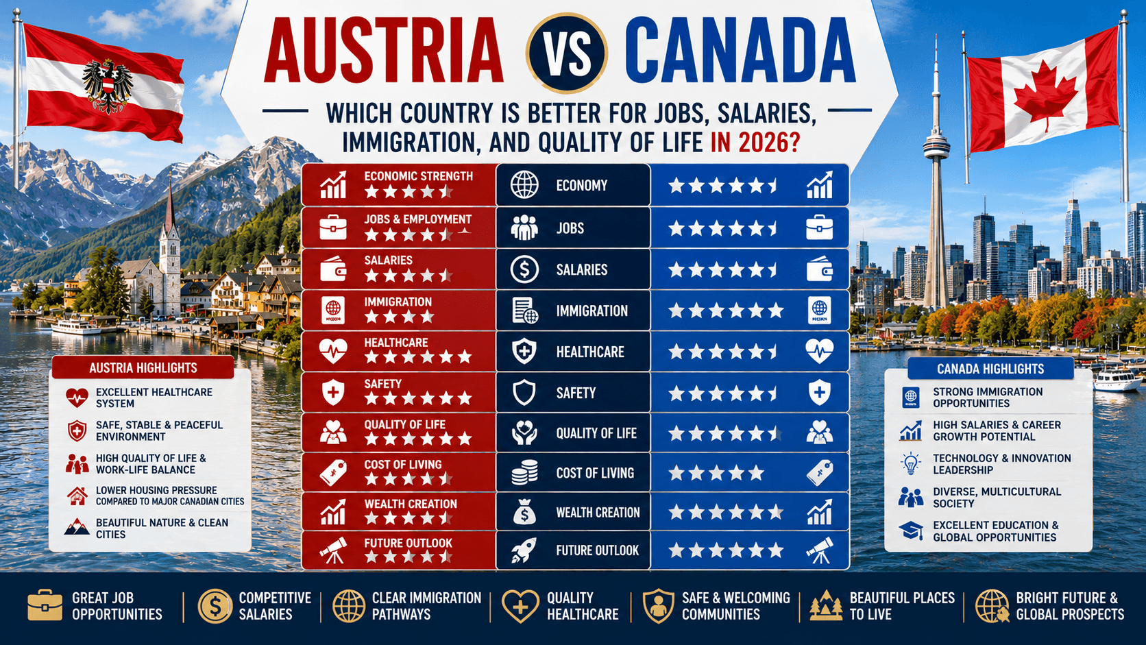 Austria vs Canada: Which Country Is Better for Jobs, Salaries, Immigration, and Quality of Life in 2026?