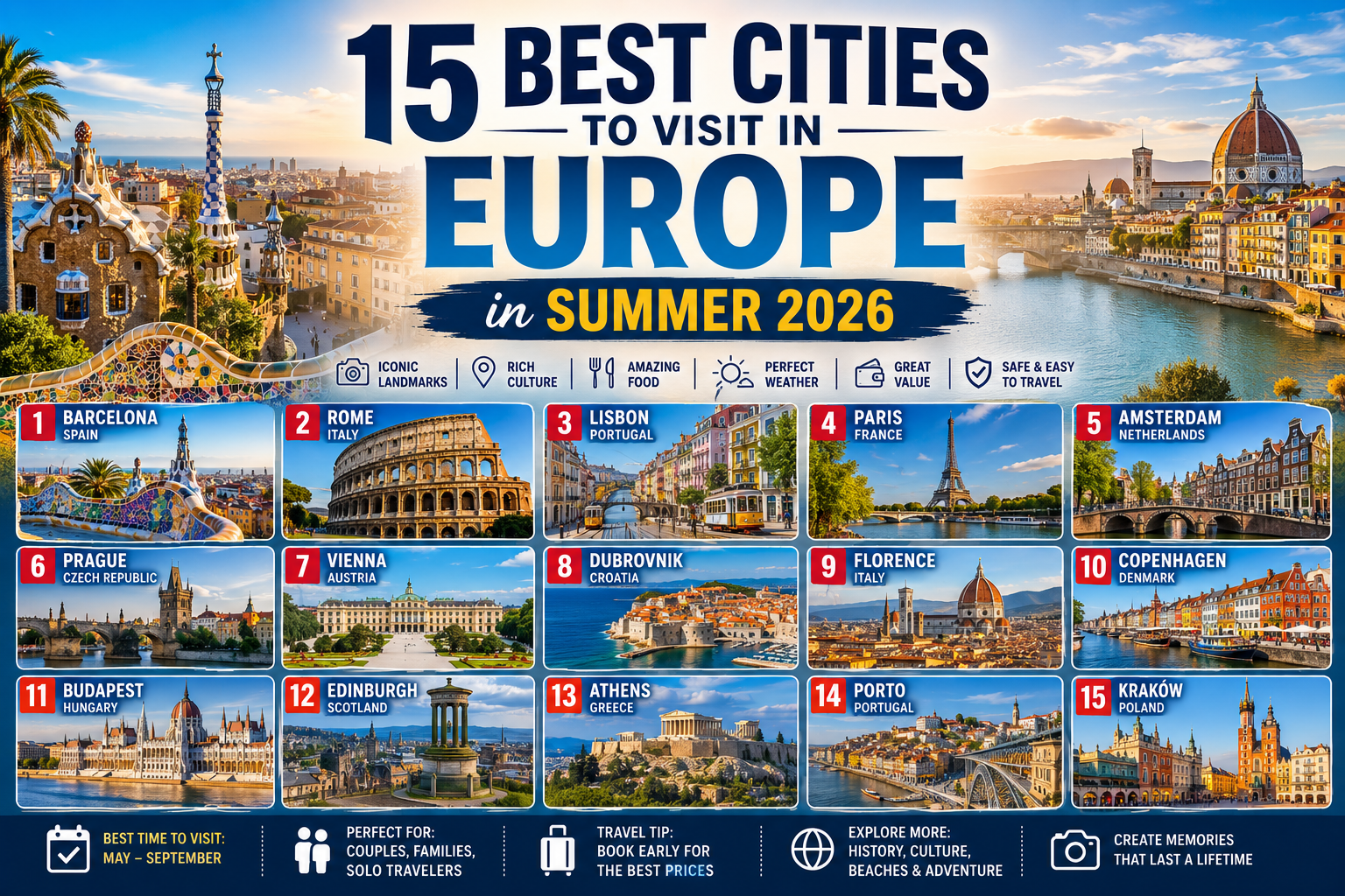 Best Cities to Visit in Europe in Summer 2026: 15 Amazing Destinations Ranked