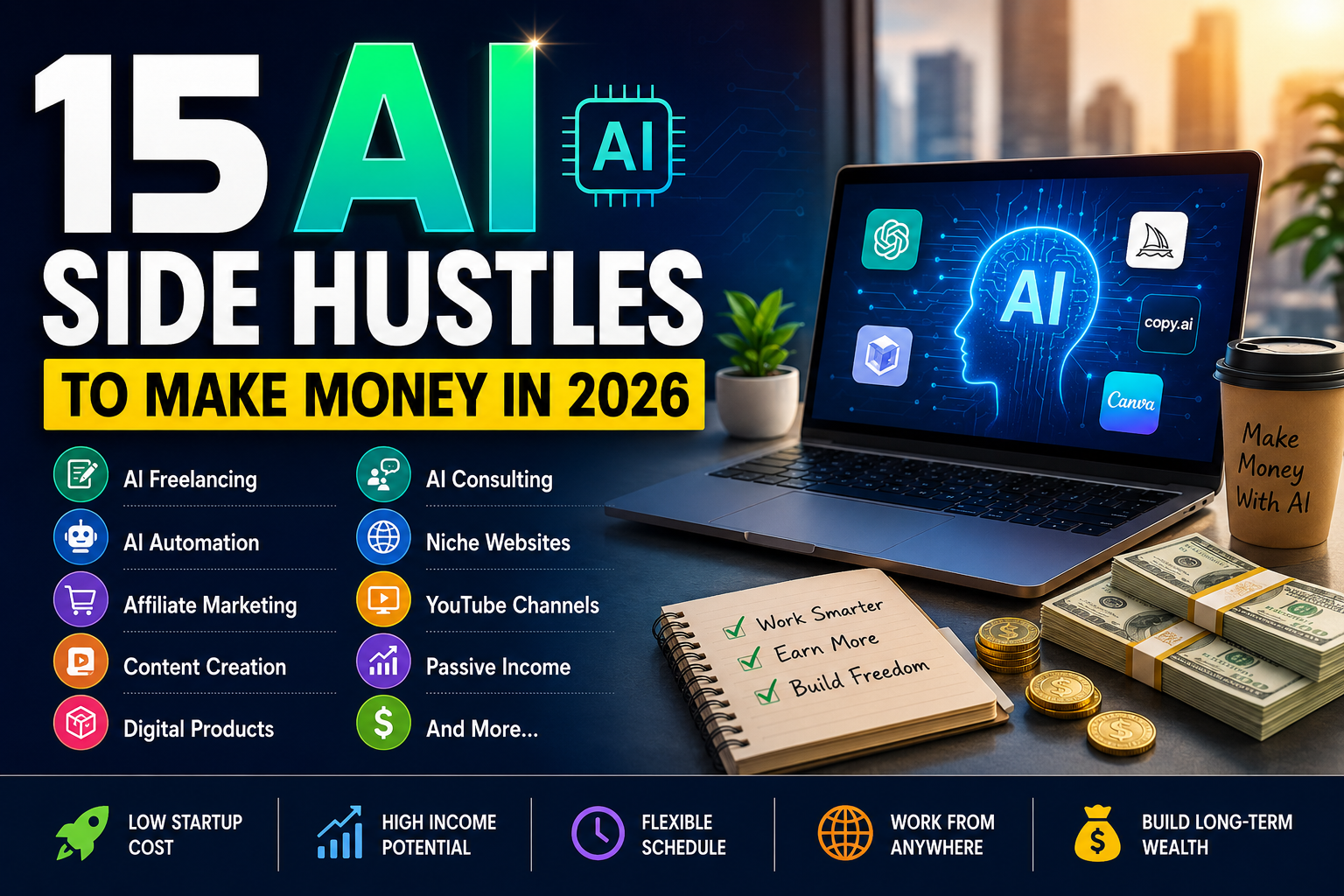 Best AI Side Hustles in 2026: 15 Real Ways to Make Money With Artificial Intelligence
