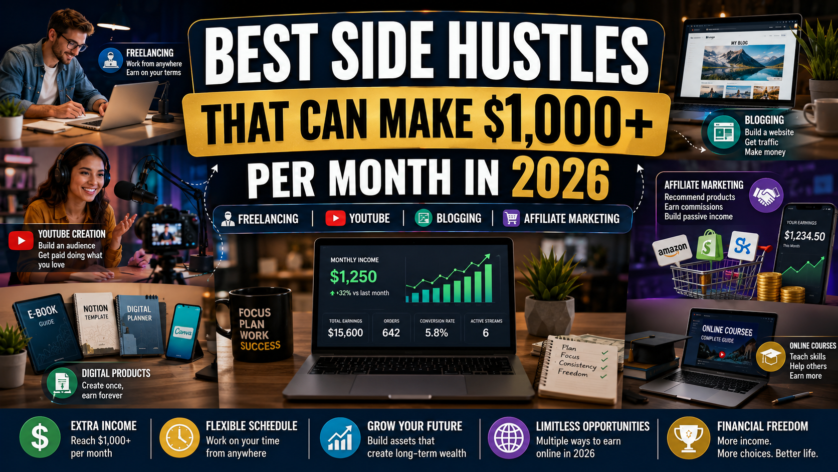 Best Side Hustles That Can Make $1,000+ Per Month in 2026