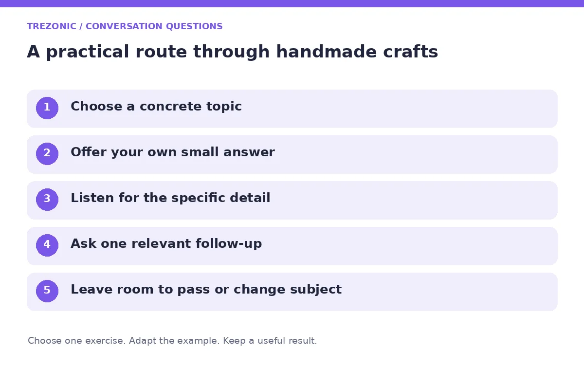 Five steps for conversation questions about handmade crafts