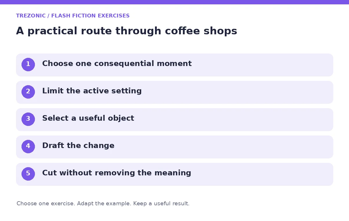 Five steps for flash fiction exercises about coffee shops