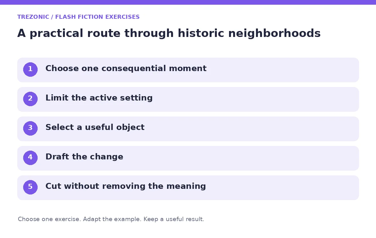 Five steps for flash fiction exercises about historic neighborhoods
