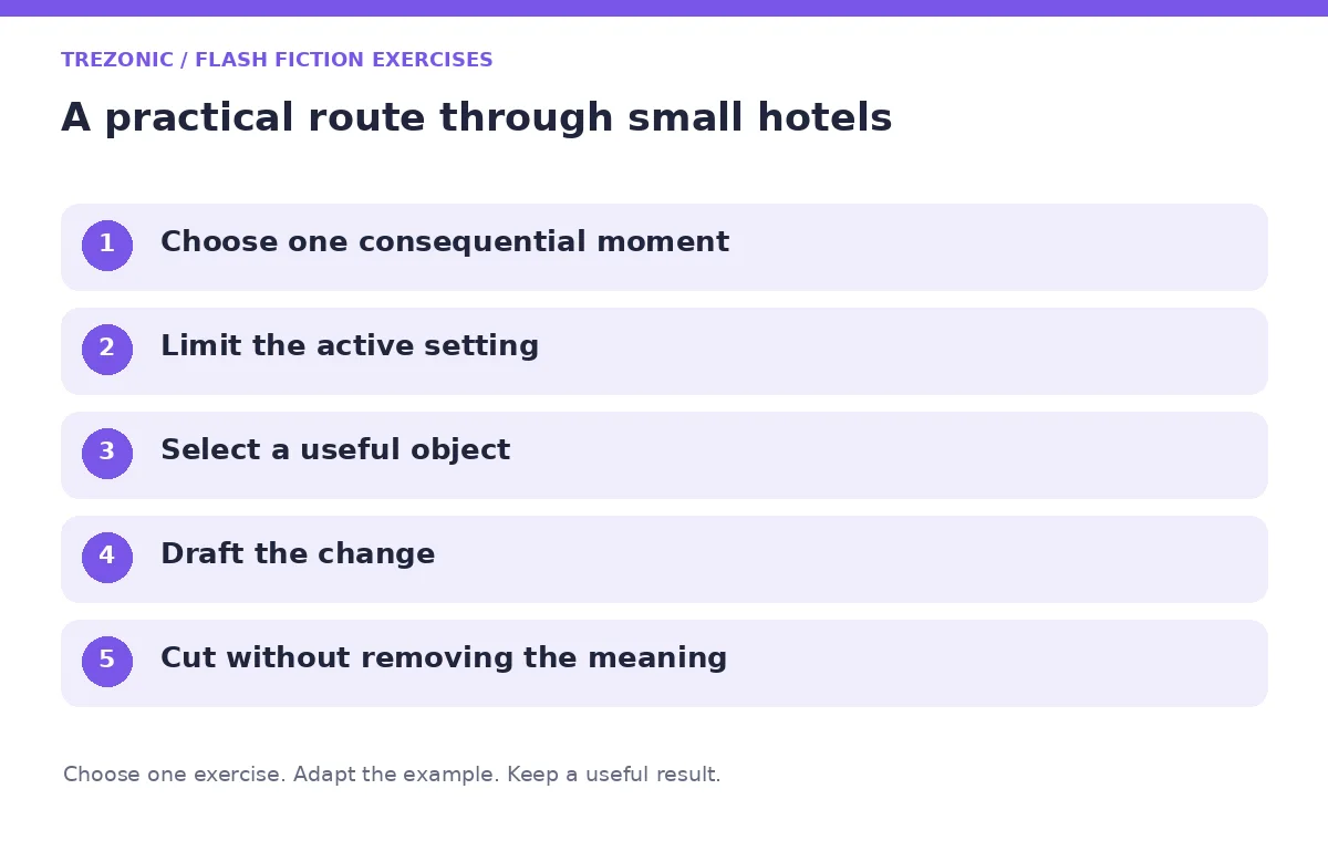 Five steps for flash fiction exercises about small hotels