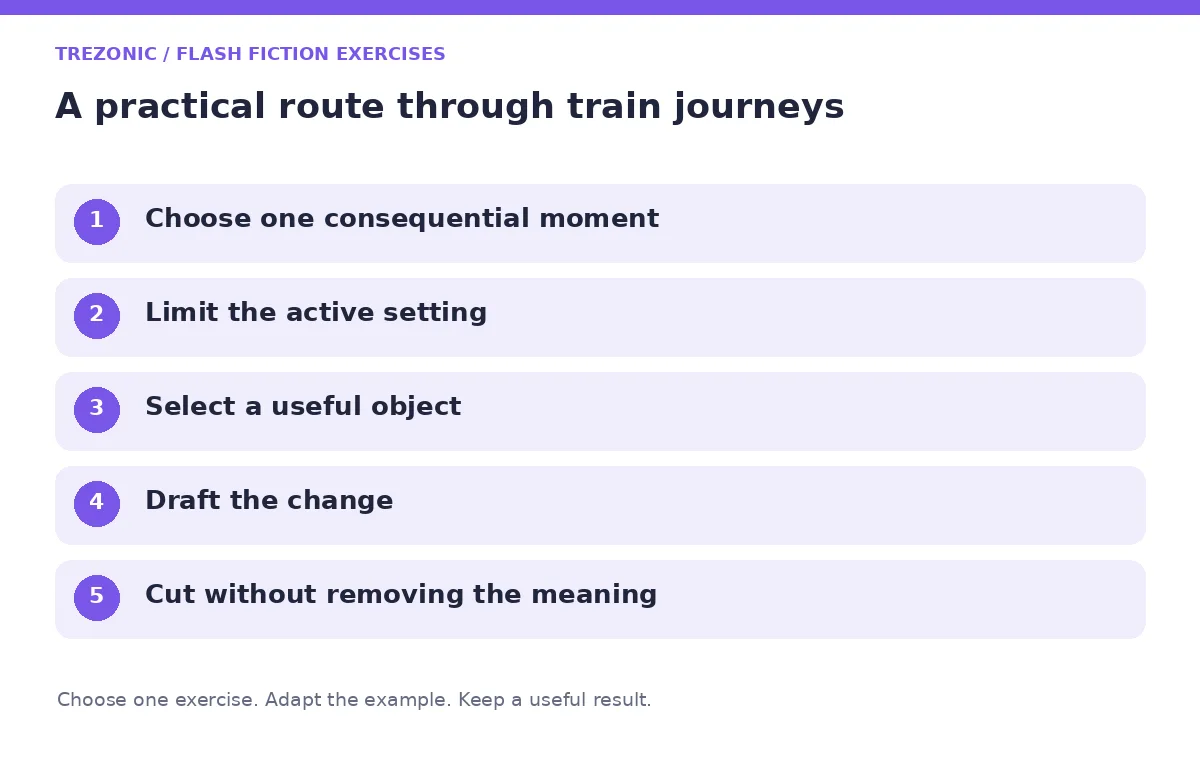 Five steps for flash fiction exercises about train journeys