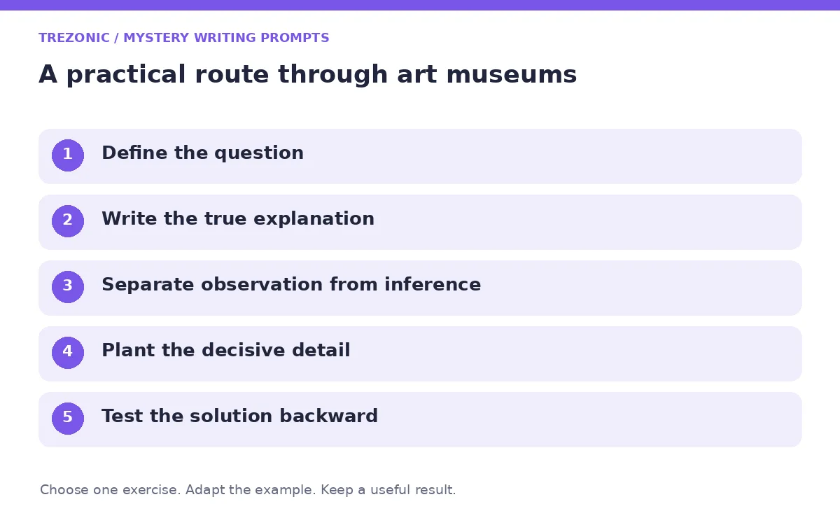 Five steps for mystery writing prompts about art museums