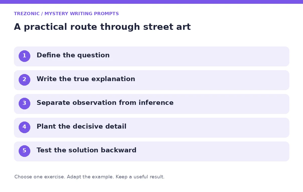 Five steps for mystery writing prompts about street art