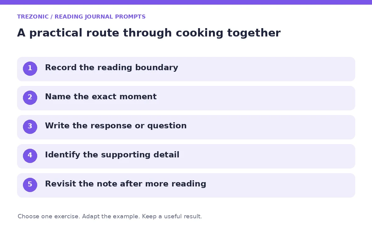 Five steps for reading journal prompts about cooking together