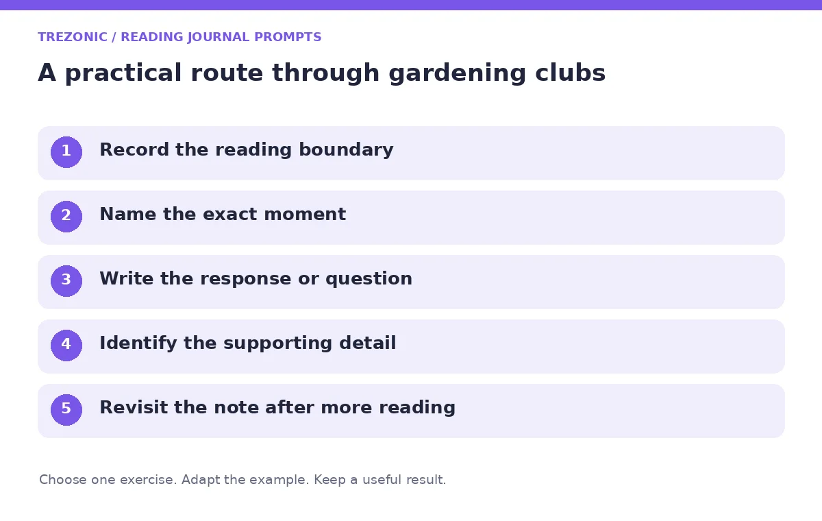 Five steps for reading journal prompts about gardening clubs