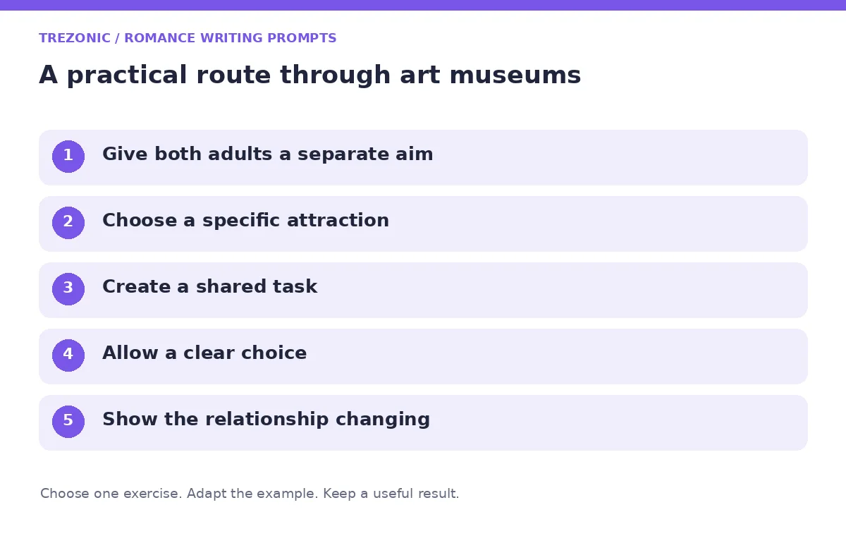 Five steps for romance writing prompts about art museums
