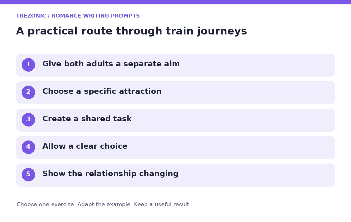 Five steps for romance writing prompts about train journeys