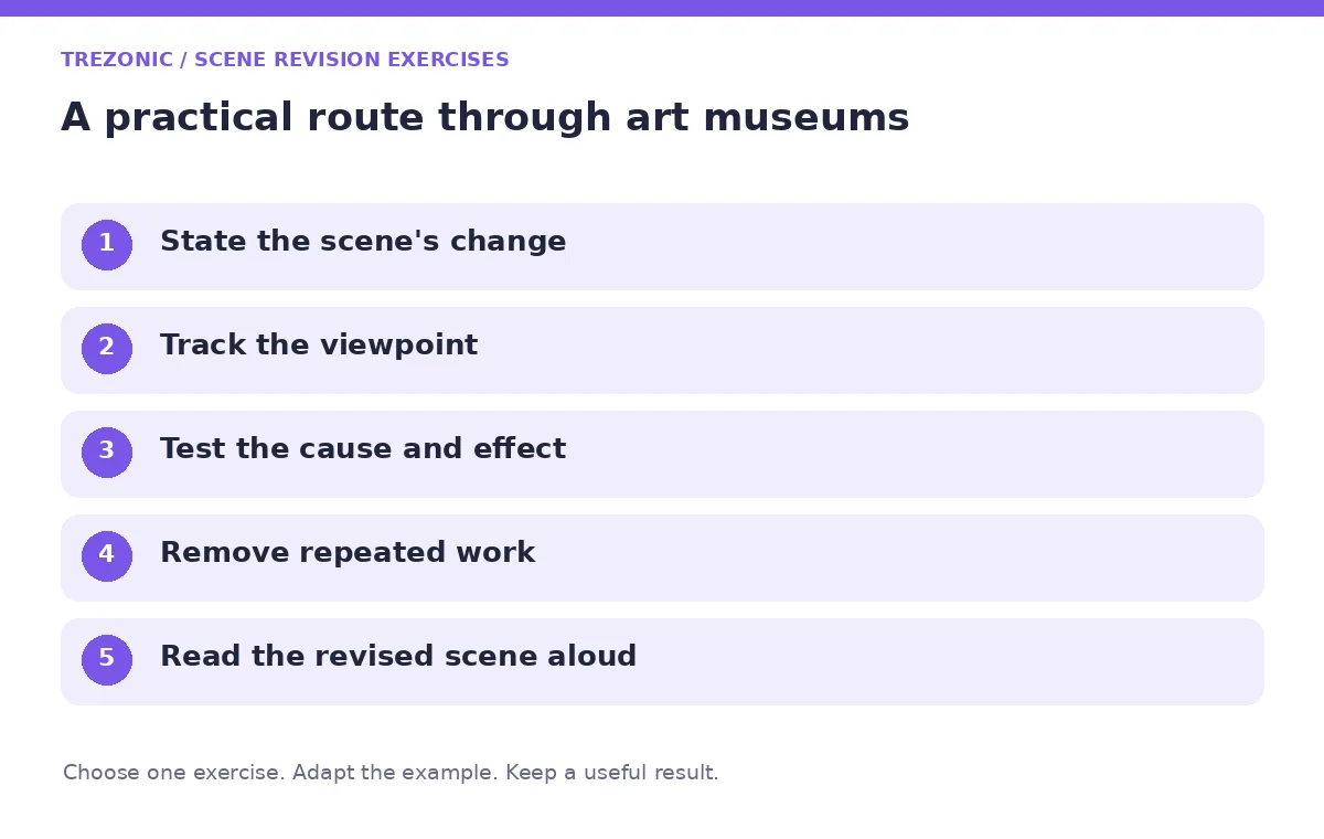 Five steps for scene revision exercises about art museums