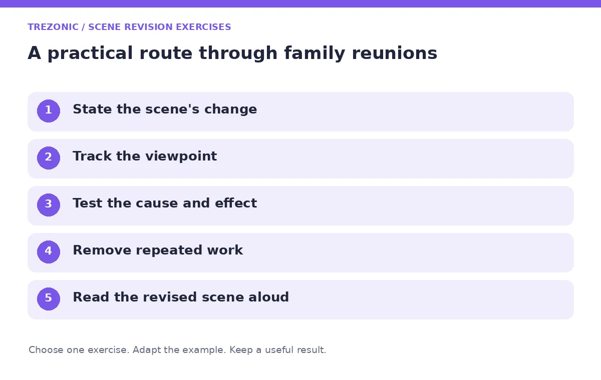 Five steps for scene revision exercises about family reunions