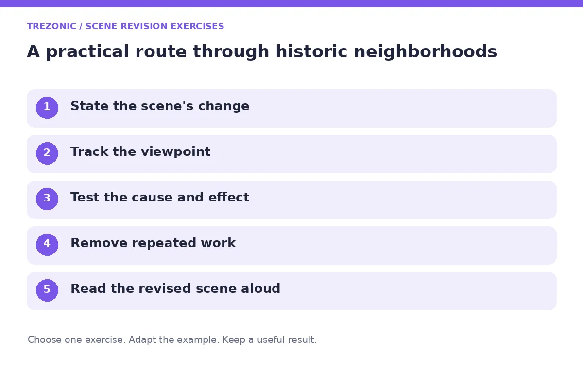 Five steps for scene revision exercises about historic neighborhoods