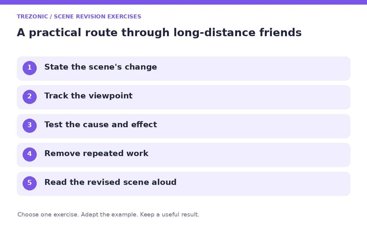 Five steps for scene revision exercises about long-distance friends