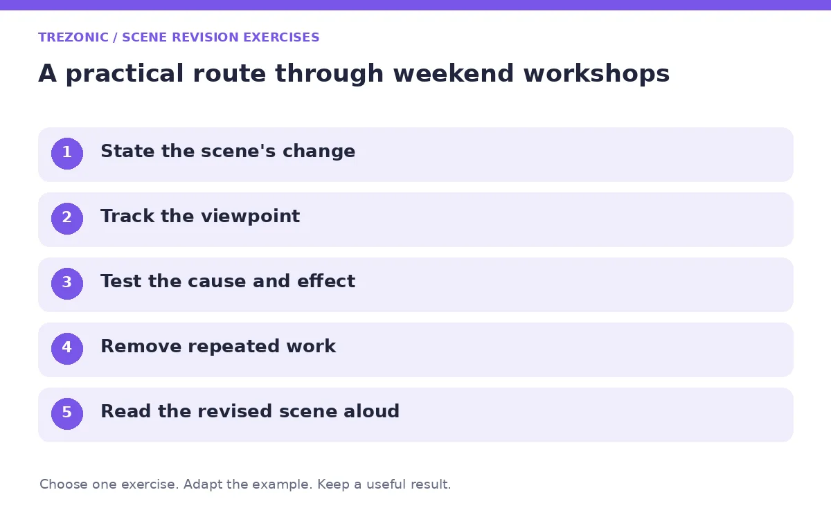 Five steps for scene revision exercises about weekend workshops