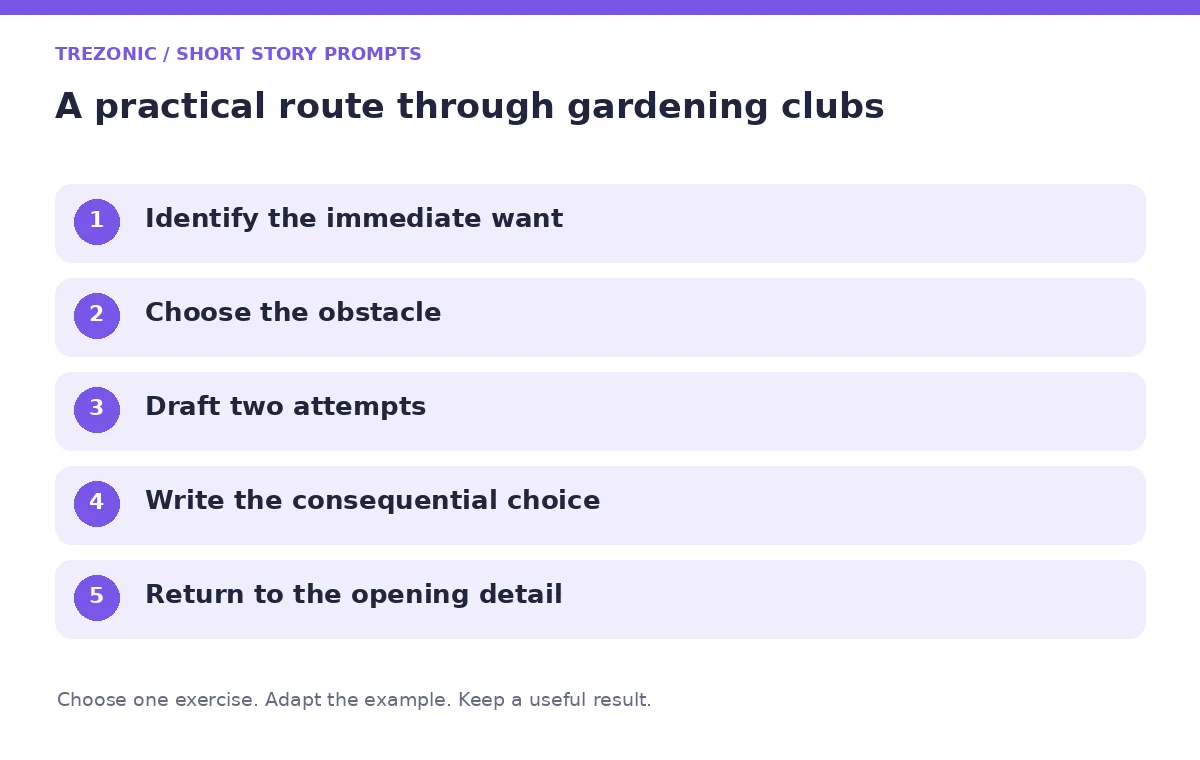 Five steps for short story prompts about gardening clubs