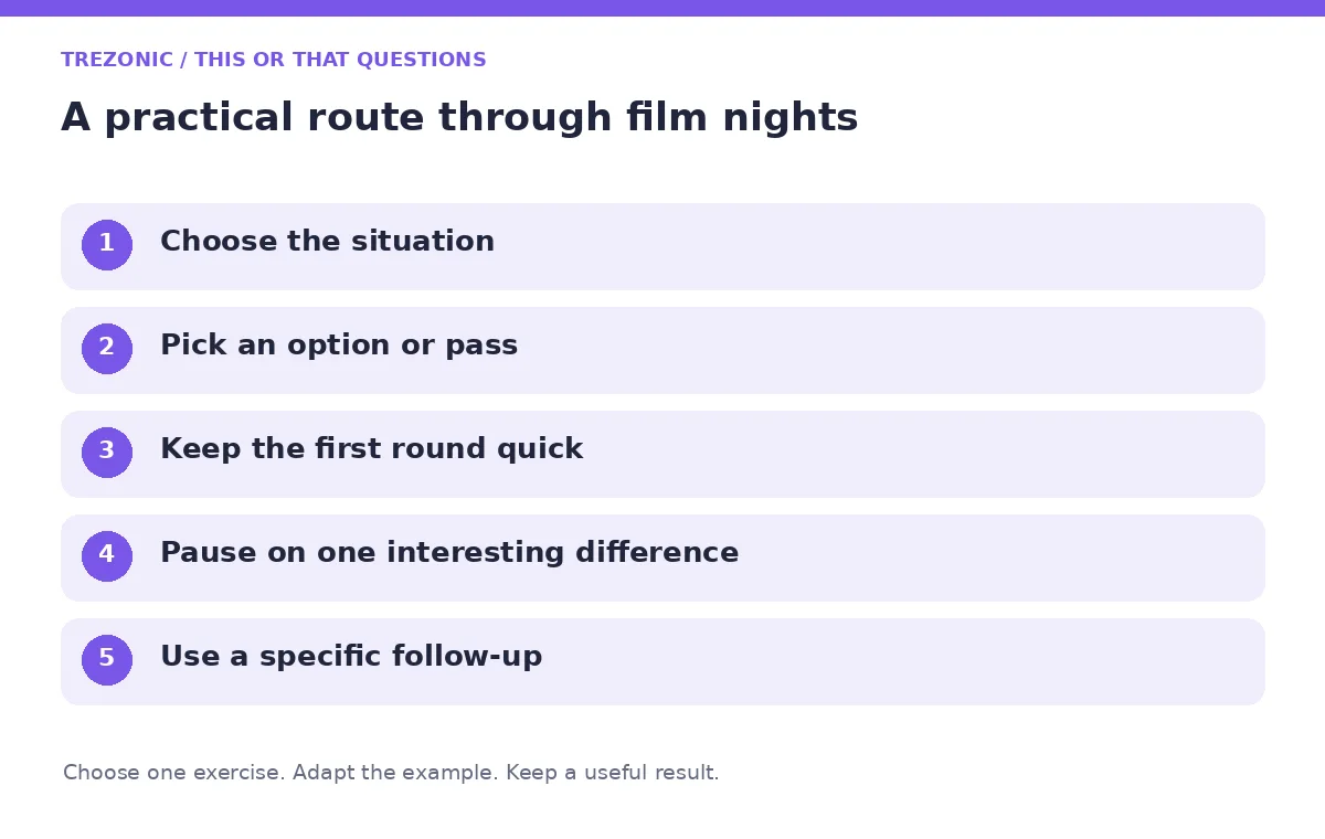 Five steps for this or that questions about film nights
