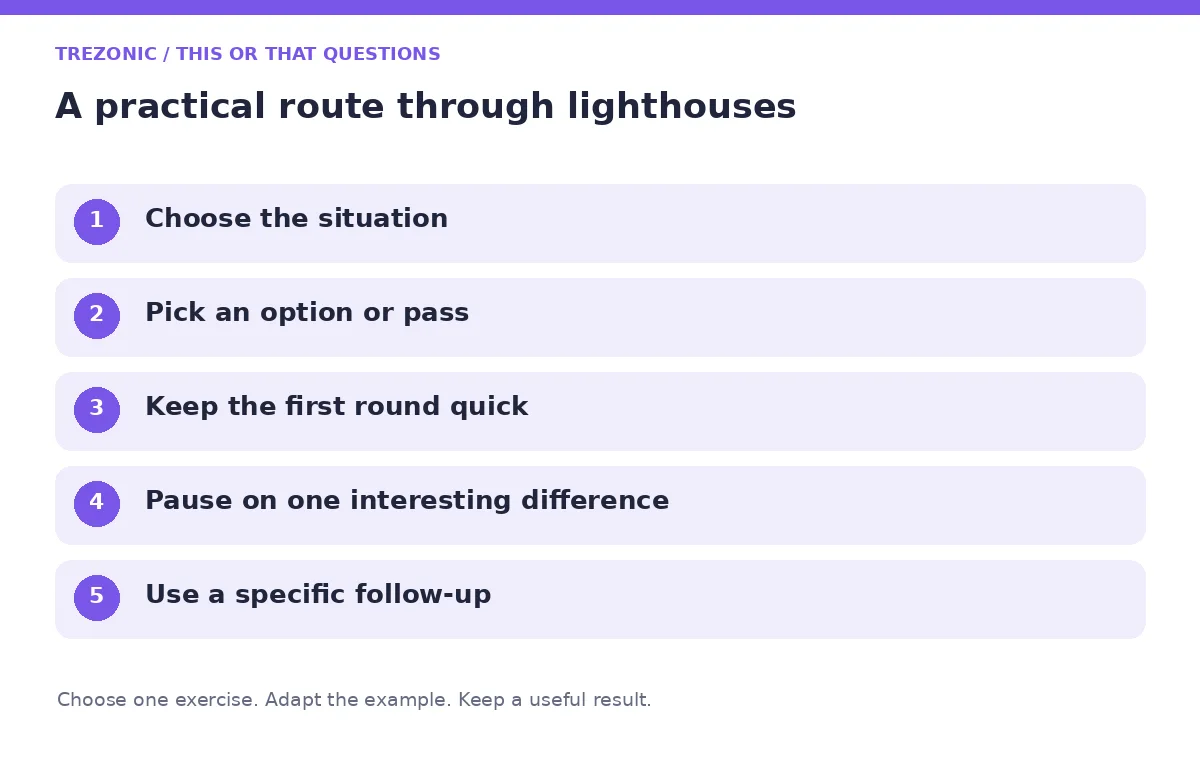 Five steps for this or that questions about lighthouses