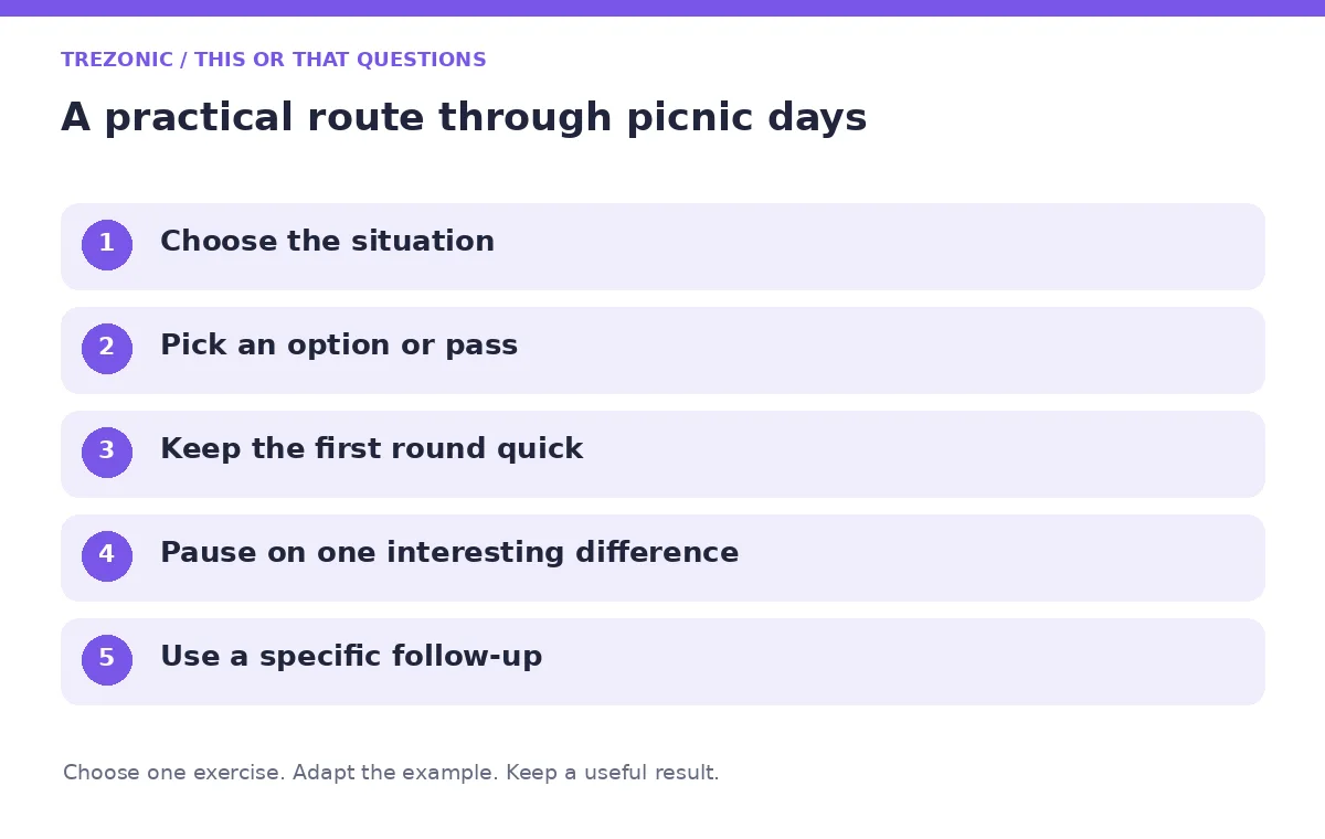 Five steps for this or that questions about picnic days