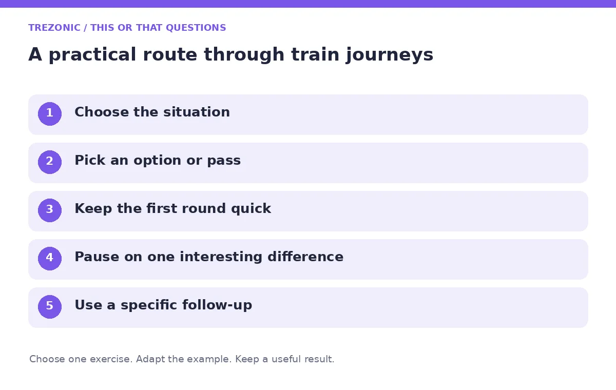 Five steps for this or that questions about train journeys