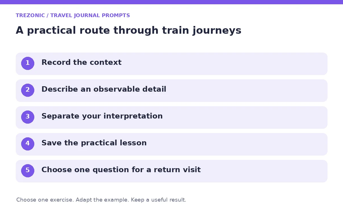 Five steps for travel journal prompts about train journeys