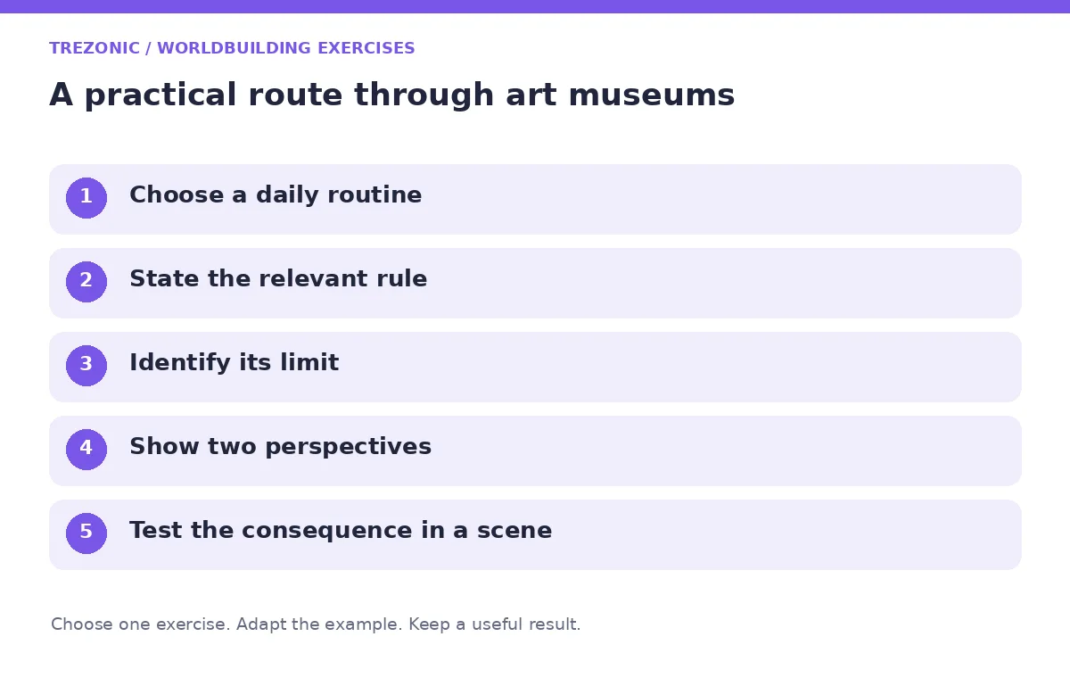 Five steps for worldbuilding exercises about art museums