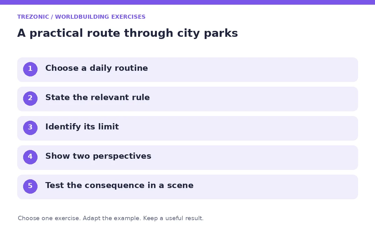 Five steps for worldbuilding exercises about city parks