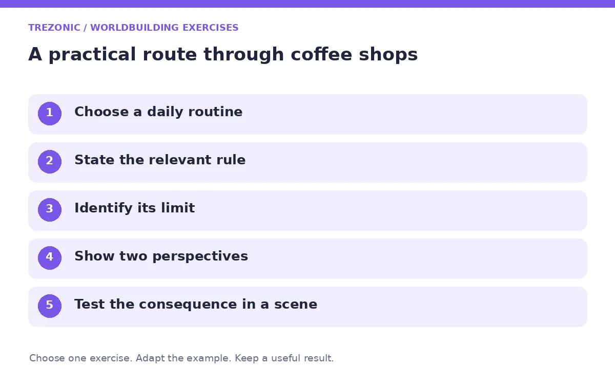 Five steps for worldbuilding exercises about coffee shops