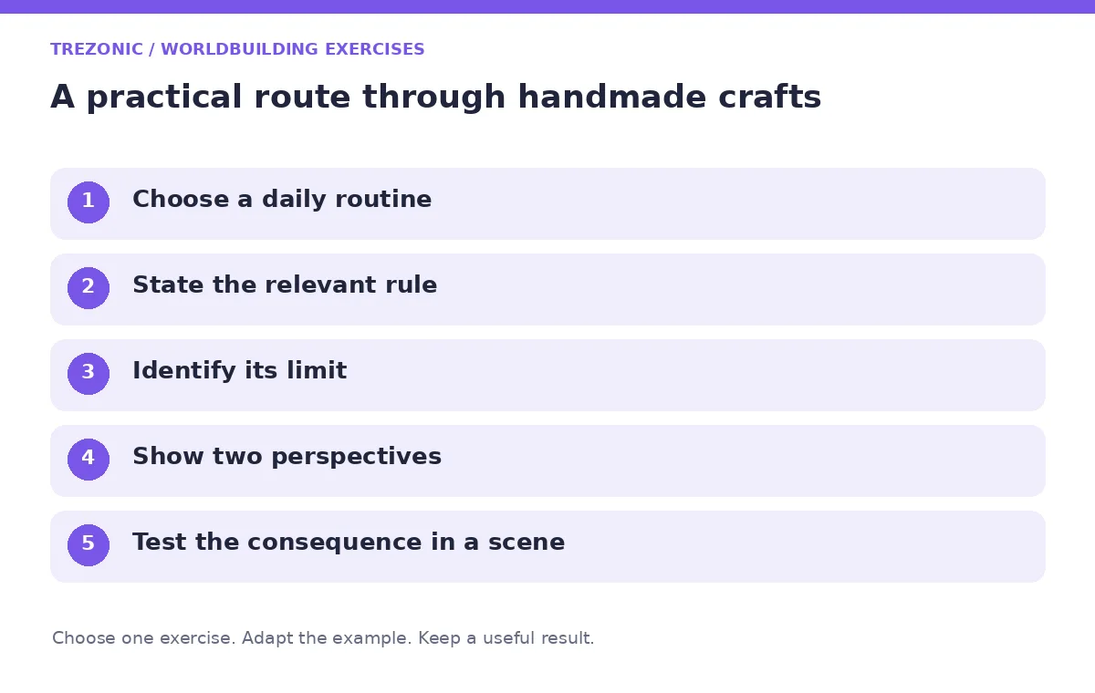 Five steps for worldbuilding exercises about handmade crafts