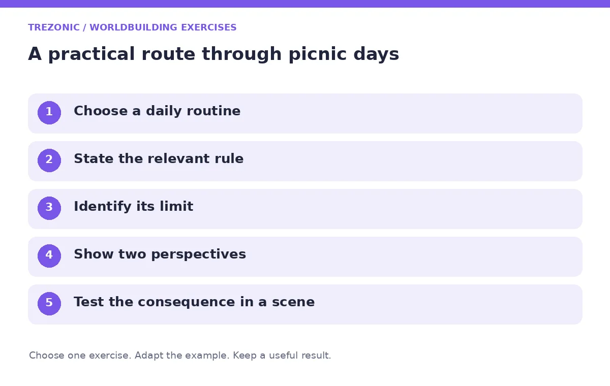 Five steps for worldbuilding exercises about picnic days