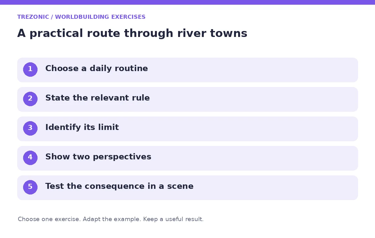 Five steps for worldbuilding exercises about river towns