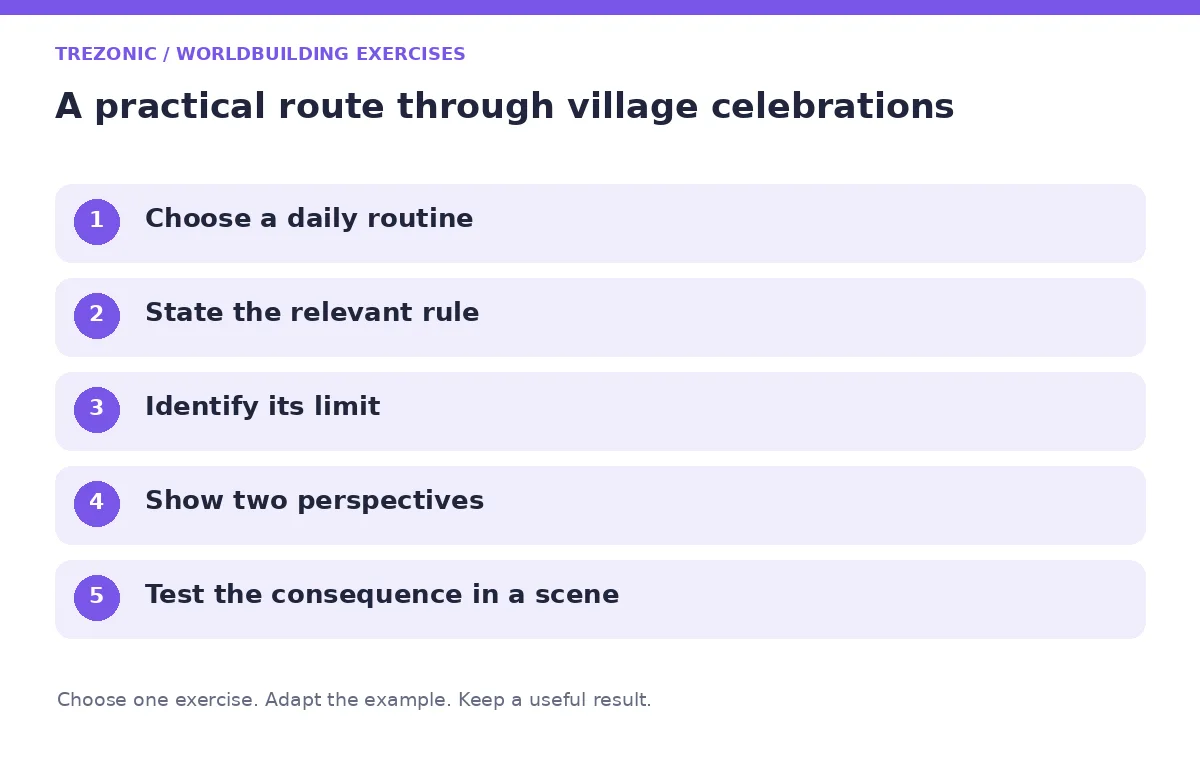 Five steps for worldbuilding exercises about village celebrations