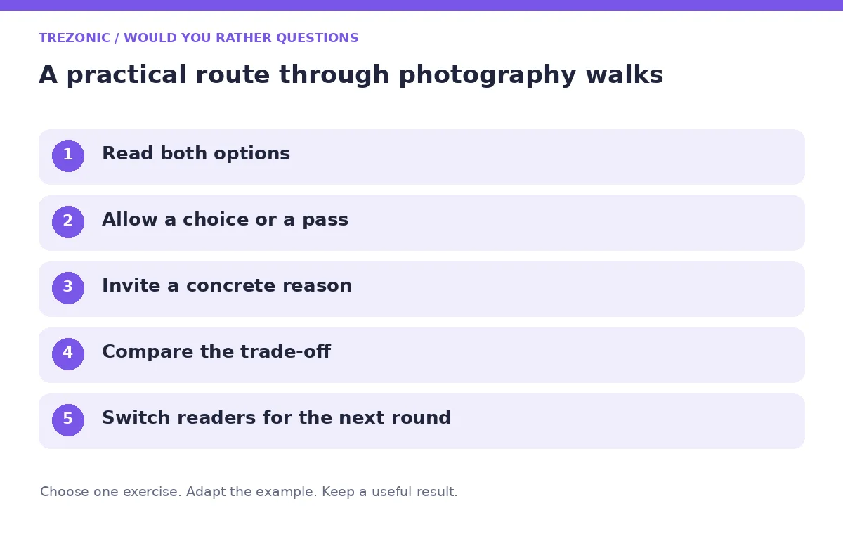 Five steps for would you rather questions about photography walks